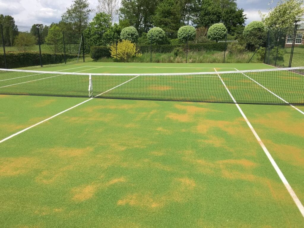 This is a photo of a tennis court refurbishment carried out in Wiltshire, All works carried out by Tennis Court Construction Wiltshire